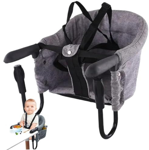 Lawnrden Portable Hook On High Chair, Hook on High Chair for Baby, Foldable Clip on to Table, Load Portable with Safety Belt and Side Pocket, Adjustable Booster Seat