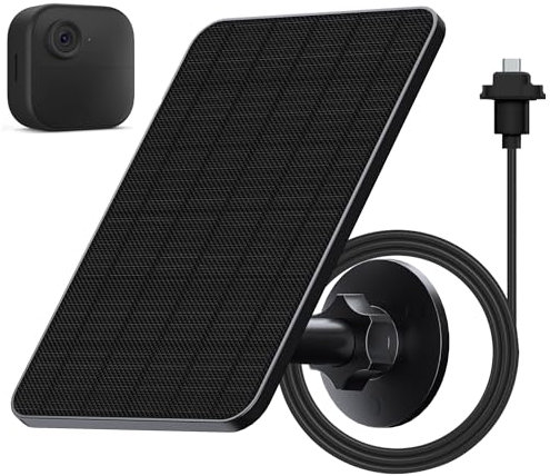 Rhorawill Solar Panel for Flashing Camera Outdoor, Outdoor Security Camera Solar Panel Compatible with Blink Outdoor 4 (4th Generation), Waterproof Rubber Plug, 4 Meters Cable, Adjustable Holder