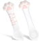 2 Pcs Cat Food Spoon, Pet Food Can Spoon Scoop Cute Silicone Cat Can Opener Paw Shape Cats Spoons for Wet or Dry Dogs Cats Feeding Cans(White)
