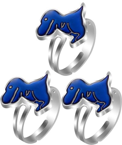 Healvian 3 Stück Thermochromer Ring Jungenringe für Jungs klingeln Jungen Ringe fingerringe ring dino zarter Fingerring dinosaur ring Legierung