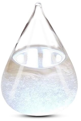 Sturmglas Wetterstation, Kleine tropfenförmige Wettervorhersage Glasflasche, Mini Sturmglas Barometer Deko Schneekugel Kristallkugel, Glas Handwerk Geschenk (S)