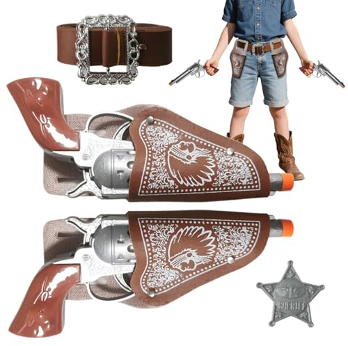 Generisch Westerngürtel Mit Holster, Wildwest Cowboy Revolver Holster Für Halloween Kostüme, Halloween Cosplay Zubehör Für Männer Frauen Sheriff Sammler Enthusiasten Oberschenkel Rollenspiel Events
