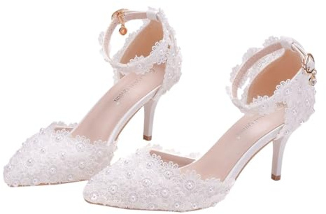 IMIKEYA Sandali da Sposa in Pizzo Scarpe Tacco per Donna Calzature Eleganti per Matrimonio e Feste