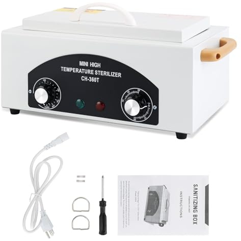 Winb High Temperature Sterilizer Mini Autoclave with Timer 300W Capacity 1.5L for Dental Tools Hairdressing Manicure Tools with Handle