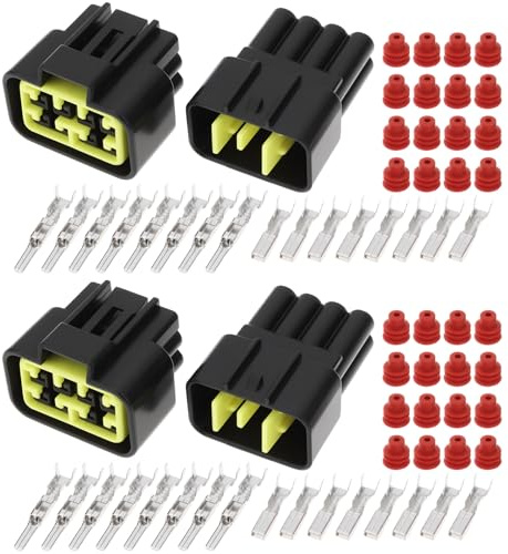 eMagTech 2 Sets 8-poliger Wasserdichter Auto-Stecker-Buchsen-Anschlusssatz FW-C-8M-B Kompatibel mit Anschlüssen für die Fahrzeugverkabelung
