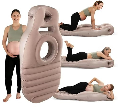HamdiCo Coussin de Grossesse Gonflable pour Dormir sur Le Ventre – Coussin Ergonomique de Soutien Prénatal – Oreiller Confort Maternité pour Sommeil et Détente – Soulage Dos & Ventre