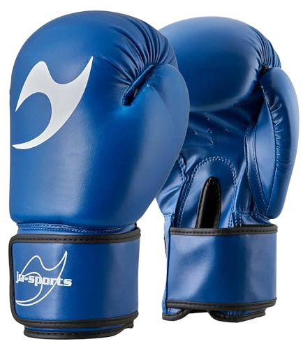 Ju-Sports Boxhandschuhe 10 oz. - Training, blau I PU-Kunstleder Boxhandschuh mit angenähtem Daumen & Klettverschluss I Box Handschuh für Herren & Damen