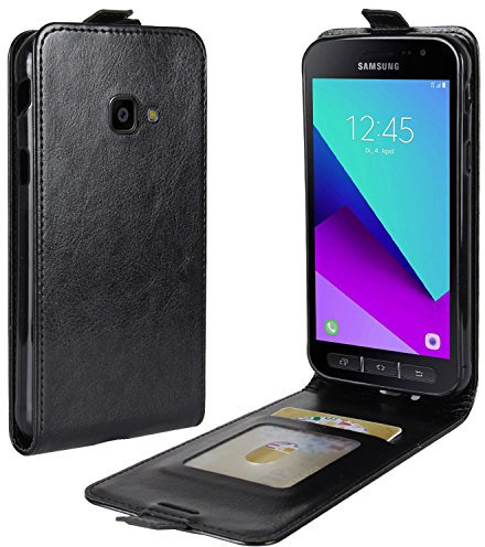 HualuBro Cover per Samsung Galaxy Xcover 4 / 4S, Flip Case in PU Pelle Premium Portafoglio Cover [Slot Carte] [Chiusura Magnetica] Leather Phone Custodia per Samsung Galaxy Xcover 4 / 4S (Nero)