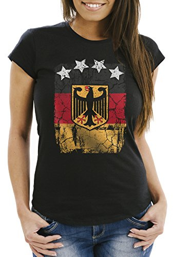 Cooles Damen WM-Shirt Deutschland Flagge Vintage Fußball Sterne