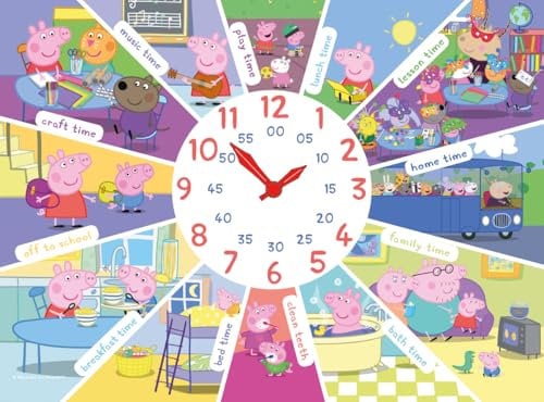 Ravensburger Peppa Pig Tell The Time 60 Piece Clock Jigsaw Puzzle for Kids Age 4 Years Up - Moveable Hands