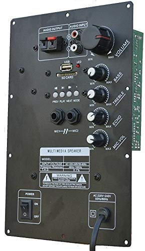 shard-lab MODULO AMPLIFICATO PANNELLO POSTERIORE RICAMBIO CASSE ACUSTICHE BLUETOOTH USB-SD-ECHO AMPLIFICATORE (trasformi 2 casse passive in attive) nero