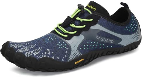 SAGUARO Barfußschuhe Herren Fitnessschuhe Damen Barfussschuhe Schnell Trocknend Traillaufschuhe rutschfest Unisex Aquaschuhe Atmungsaktiv Leicht Sommer Outdoor Wasserschuhe Temperament Blau 48 EU