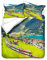 Sticker Superb. Naturlandschaft Bettwäsche-Set 3D Zug Eisenbahn Bahn Schleppe Rot Gelb Grüne Mikrofaser-Polyester Männer Bettbezug mit Reißverschluss und Kissenbezug 80x80 cm (Green, 135 X 200 cm)