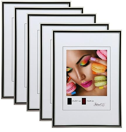 IDEAL TREND New Lifestyle Set Bilderrahmen Wanddeko Collage Poster Rahmen 2er 3er 5er Pack: Farbe: 5er Pack Stahl | Format: 50x50