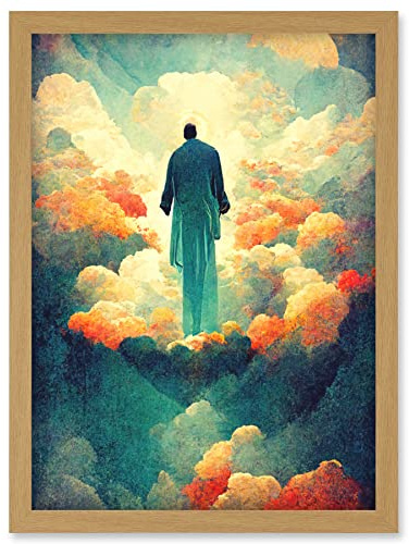 Doppelganger33 LTD Saint Peter Heaven Modern Christian Art God Jesus Artwork Framed Wall Art Print A4