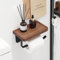 THATSRAD Toilettenpapierhalter Toilettenpapier Halterung Holz Klorollenhalter Wandmontage Rollenhalter WC Papier Halterung Toilettenpapierhalterung mit Konkave Ablage Klopapierhalter für Bad Küche