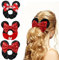 UHOMENY 3PCS Mouse Ears Hair Bows for Girls, Cute Hair Bows Set Sequin Bows Ponytail Hair Ties Velvet Scrunchies Elastic Rubber Hair Band (Black-Red White Dot + Red Dot-Red + Black-Red)