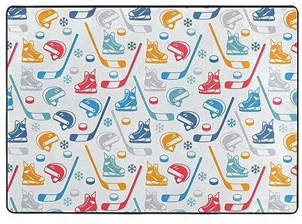 LAMAME Hockey Elements kreativ gemusterter bedruckter weicher Teppich rutschfeste Bodenmatte Home dekorativer Teppich