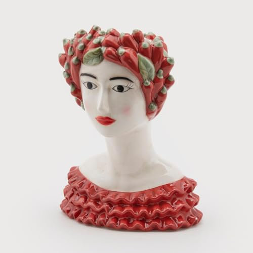EDG Enzo De Gasperi Vasenkopf mit Früchten Chilischoten, 34 cm, Keramik