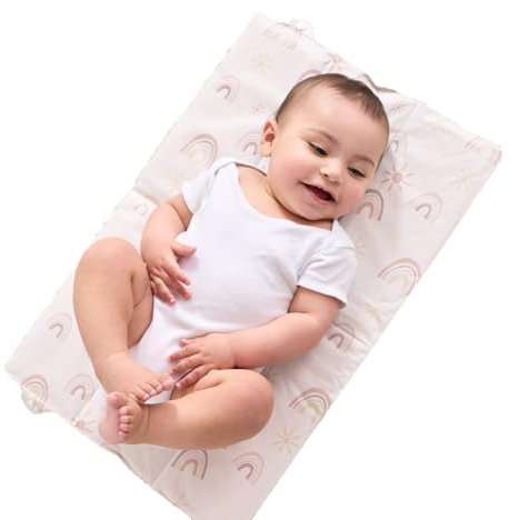 Portable Nappy Changing Mat Travel Baby Change Mat, Tiny to Tots, Wipe Clean Material, Foldable Padded BPA Free 0M+ Lightweight Cream Colour for Babies (1, Cream, One Size)
