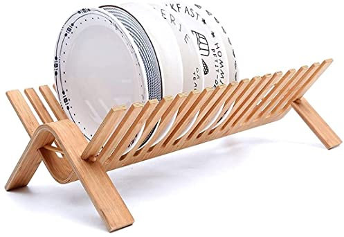Estante para platos Estante para secar platos Mostrador de cocina Escurridor para platos de cocina Bandeja Estante para goteo Estante de madera para control de agua para el hogar Bandeja de almacenam