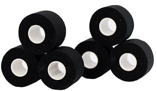 Nastro adesivo sportivo Tape 3,8 cm x 10 m. Confezione da 6 pezzi. Tape ideale per sport, riabilitazione e fitness. Marca Vendari. (Nero)