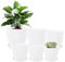 Yiiannda Plant Pots Indoor, 6 Pack Stripe Grooves Plastic Plant Pots with Drainage Holes and Tray, Small White flower Pot for All House Plants and Flowers (White)