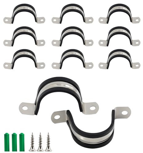 (30 Stück) M25 Gummi-Rohrbandschelle 304 Edelstahl Rohrschellen Kabelclips Rohrschlauchschellen mit selbstschneidenden Schrauben und Kunststoff-Wanddübeln
