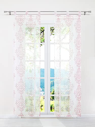 Lot de 2 voilages gris symétriques 2 panneaux coulissants avec galon fronceur Transparent 57 x 145 cm
