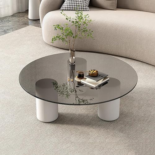 Table basse ronde effet verre design scandinave nordique en métal 80 x 31 cm meuble de salon moderne table d'appoint polyvalente