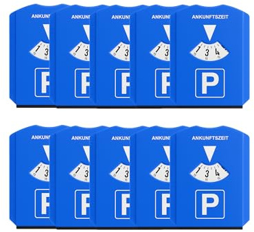 hausleben 10 Stück Parkscheibe mit Eiskratzer und Parkuhr fürs Auto, StVO zugelassen & gesetzlich blau, robuster Eisschaber aus Kunststoff, Parkscheiben für PKW und Winter, 11,9 x 15,4 cm