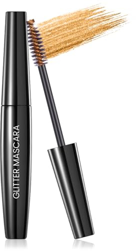 Prreal Gold Glitter Mascara, Quick-Dry Diamond Sparkly Eyelashes | Long Lasting Curling Volumising Mascara Shimmer Eye Makeup, 02 Gold