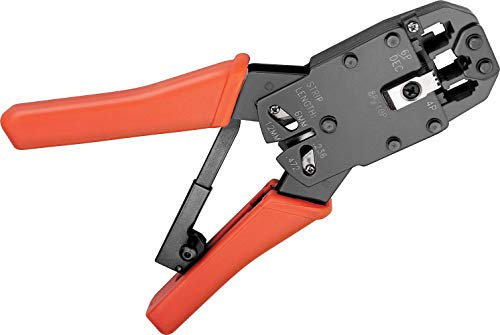 Goobay 77267 Crimpzange für Modularstecker RJ10, RJ11, RJ12, RJ45 inklusiv Kabelschneider und Abisolierer