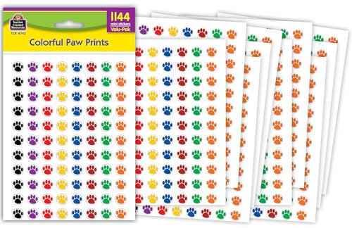 Teacher Created Resources Bunte Pfotenabdrücke Mini-Aufkleber Vorteilspack (4742) 0,95 cm