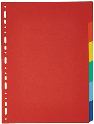 Exacompta 2006E Karton-Register Manila für DIN A4 aus Recyclingkarton 6-teilig volle Höhe 22 x 29,7 cm vollfarbig 6 Farben Blauer Engel Pastellcolor Aquarel Trennblätter Trennstreifen