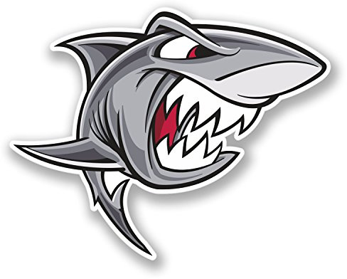 Aufkleber #4249 Angry Shark, für Auto, Fahrrad, iPad, Laptop, 10 cm breit x 7,2 cm hoch, 2 Stück