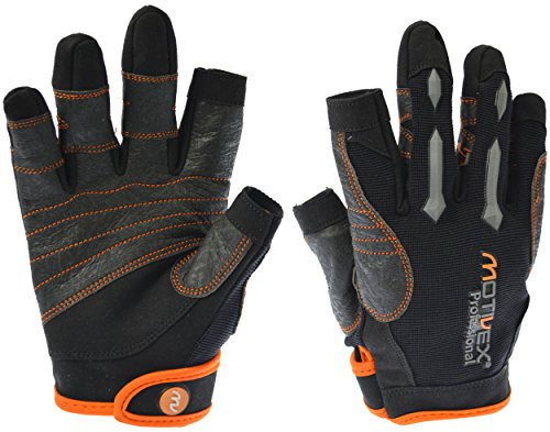 MOTIVEX® Professional Segelhandschuhe schwarz/orange, Größen S bis XL