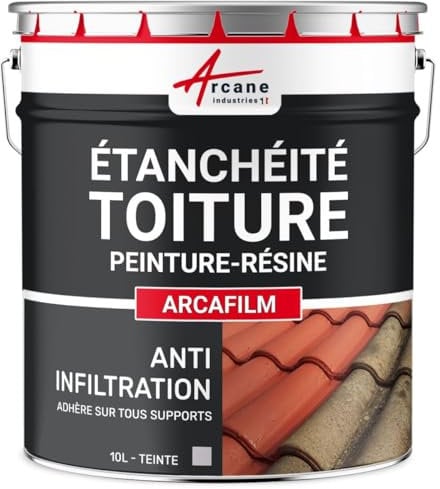 Étanchéité Toiture : Peinture résine d'étanchéité ARCAFILM pour Toit et Tuile - 10 L Gris - ARCANE INDUSTRIES