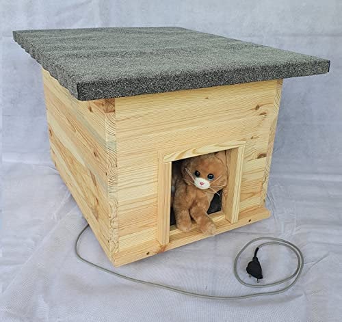 Lösche Holzbau Katzenhaus kurz mit Heizung Katzenhütte Wurfkiste wetterfest isoliert beheizt