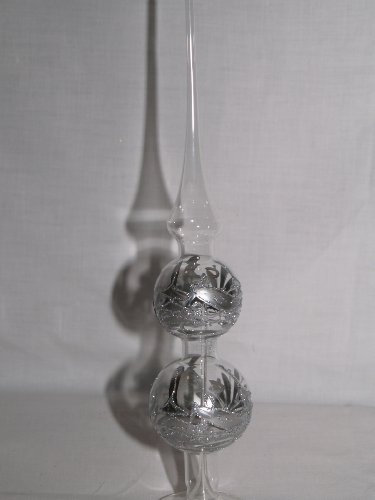 Jingle Bells Lauscha Christbaumspitze kristall mit Silber Winterlandschaft