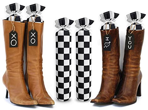 My Boot Trees, Boot Shaper Stands for Closet Organization. Many Patterns to Choose From. 1 Pair. (Black and White Checkers)