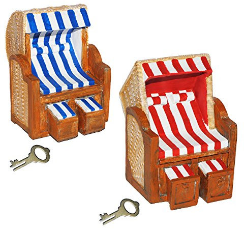 alles-meine.de GmbH XL Spardose - Strandkorb für Reisekasse & Urlaubsgeld - stabile Sparbüchse aus Kunstharz mit Schlüssel - Sparschwein lustig witzig Strandbad - Urlaubskasse - ..
