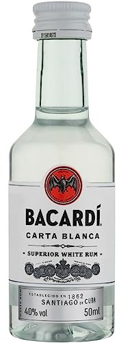 BACARDÍ Carta Blanca White Rum, Vol. 40%, 10 x 5 cl / 50 ml, Iconico Rum Bianco dei Caraibi, Ottimo per i Cocktail