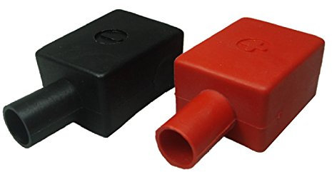 ST-955 2 x Battery Terminal Covers Positive & Negative Straight Flag Insulation Boot