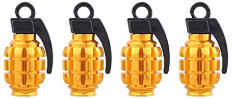 TOMALL Felgen Rad Reifen Ventilkappen Granate Style für Fahrzeug Moto Bike Aluminiumlegierung Reifen Ventil Staubdicht Abdeckung (4 stücke Gold)