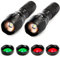 ULTRAFIRE 2 Pack A100 LED Hunting Flashlight,XML-T6 800 Lumen 3-Color-Light Tactical Flashlight 5 Modes Zoomable Small LED Hand held Flashlights (White Light/RED Light/Green Light )