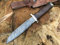 Perkin Knives Damastmesser Jagdmesser mit Scheide - Jagdmesser Bowie (Griff aus Walnussholz und Messing)