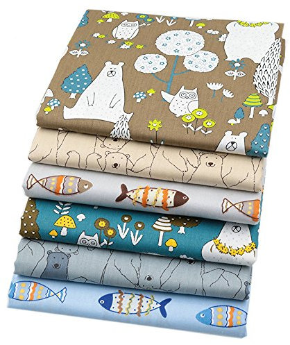 6pieces 40 x 50 cm (15.7 x 19.7) Cartoon Tiere Baumwolle Stoff für Patchwork Quilting Kissen Kissen,patchwork stoffe,baumwollstoff meterware,stoffe patchwork stoffpaket