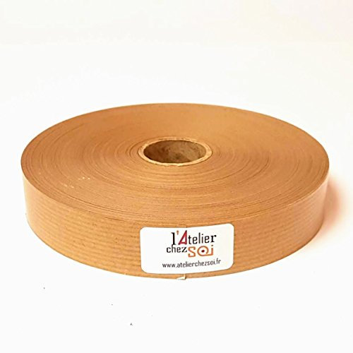 Rouleau Kraft Gommé Brun Vergé 24mm x 200m Bande Papier kraft Pré-encollé L'Atelier Chez Soi