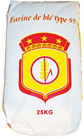Farine de blé blanche type T55 Multi-Usage - Sac de 25kg - Marque Blason Rouge - Origine France - Expédition depuis France par la sté Bo Time